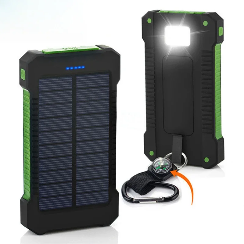 Usb Charger Dynamo - 20000mAh Draagbare Zonne-energiebank Waterdichte externe batterij