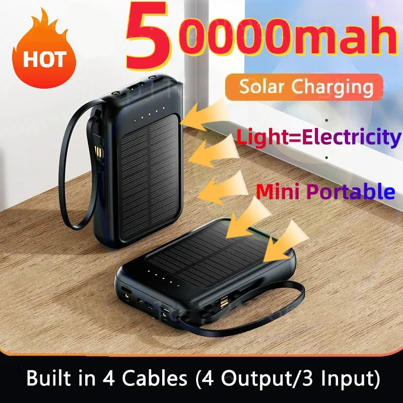 Usb Charger Dynamo - Powerbank 50000 mah zonne-energiebank Ingebouwde kabels