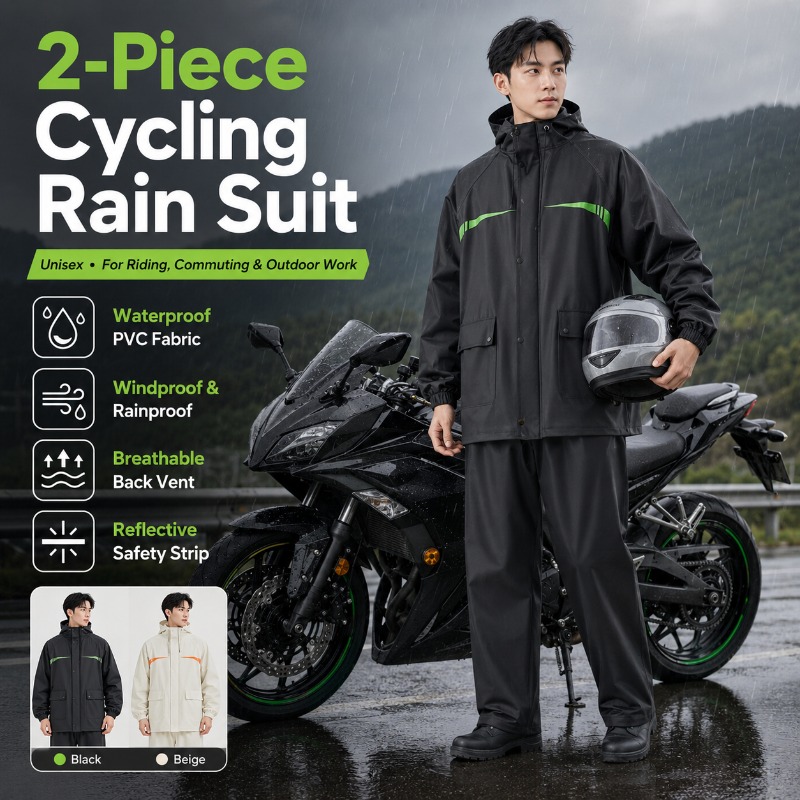 Cycling Commute Pants - Unisex 2-delige waterdichte fietsregenpak – jas